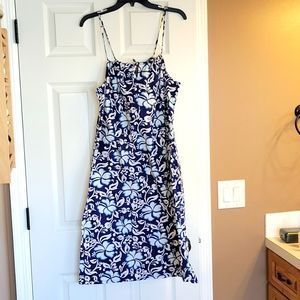 Hilo Hattie blue and white hibiscus sundress sz large